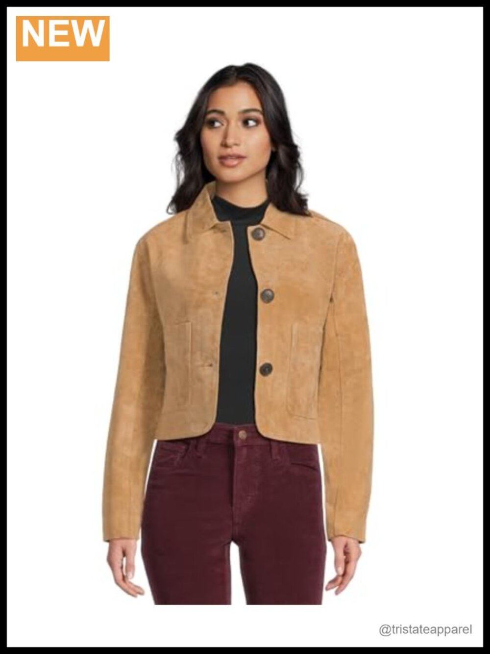 Real Suede Jacket with Pocket Detail
